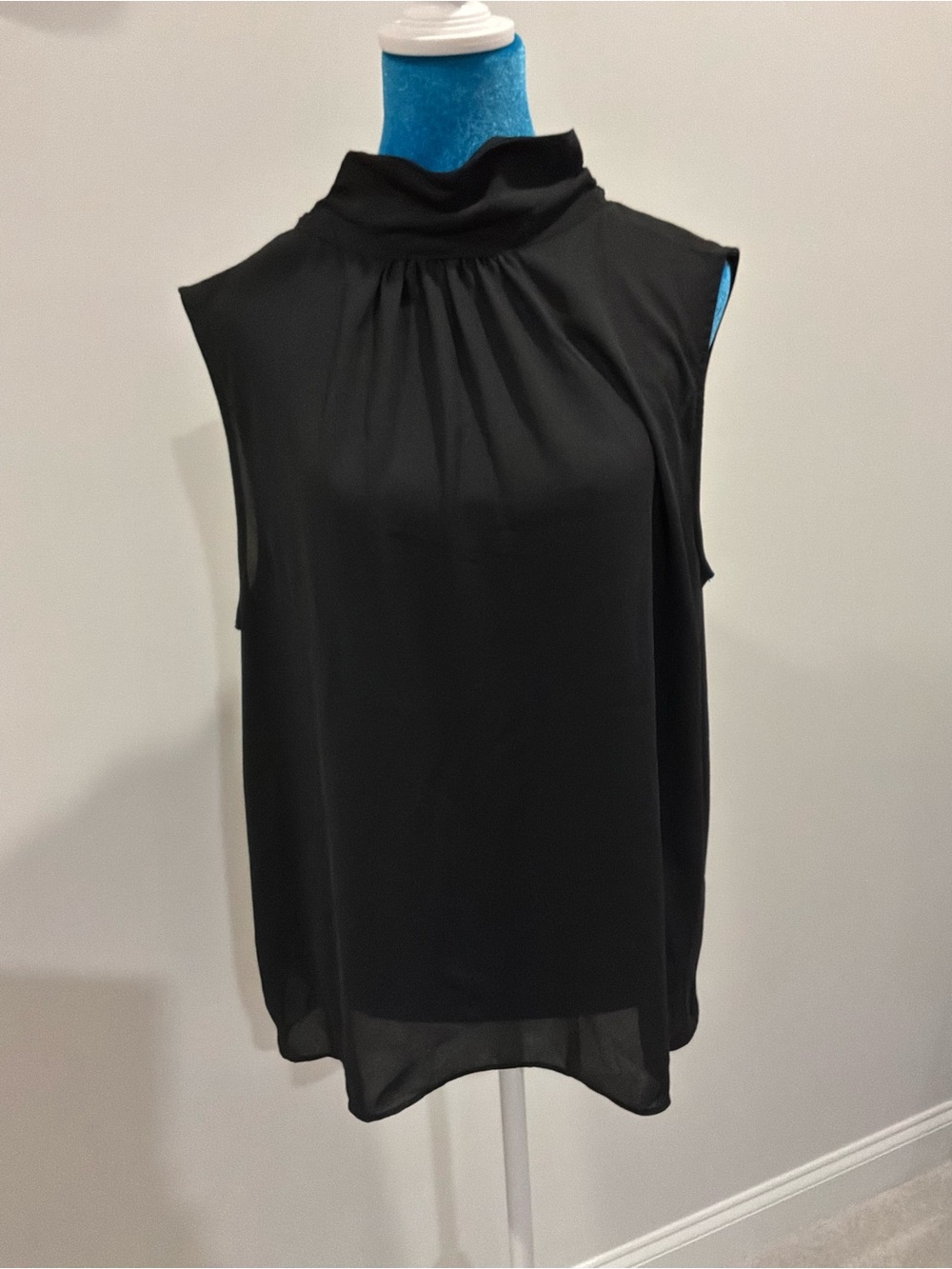 Ann Taylor Sleeveless Black Mock-Neck Blouse